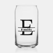 ミニマル文字Eモノグラムと名前をカスタムする ガラス缶 (正面)