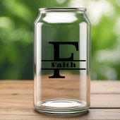 ミニマル文字Fモノグラムと名前をカスタムする ガラス缶