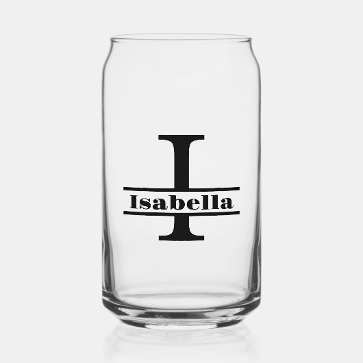 ミニマル文字Iモノグラムと名前をカスタムする ガラス缶 (正面)