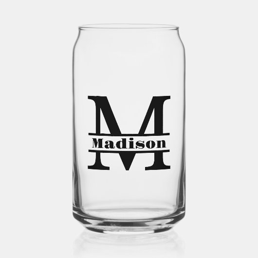 ミニマル文字Mモノグラムと名前をカスタムする ガラス缶 (正面)