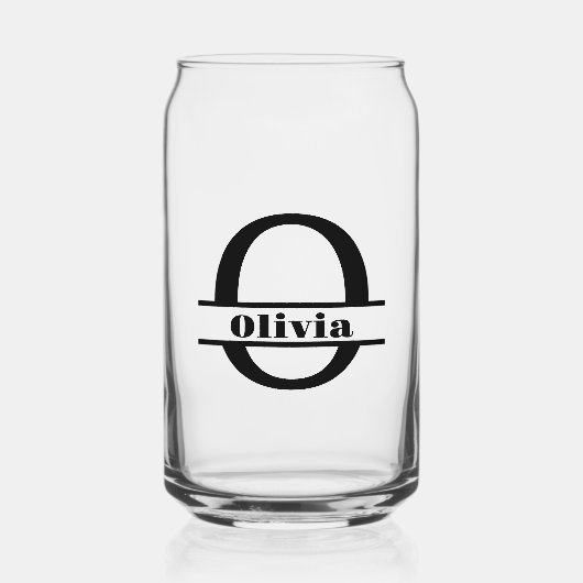 ミニマル文字Oモノグラムと名前をカスタムする ガラス缶 (正面)