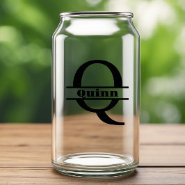 ミニマル文字Qモノグラムと名前をカスタムする ガラス缶