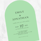 ミニマル文字QRセラドングリーンアー結婚チズ 招待状