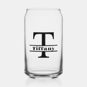 ミニマル文字Tモノグラムと名前をカスタムする ガラス缶 (正面)