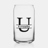 ミニマル文字Uモノグラムと名前をカスタムする ガラス缶 (正面)