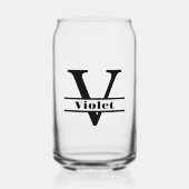 ミニマル文字Vモノグラムと名前をカスタムする ガラス缶 (正面)