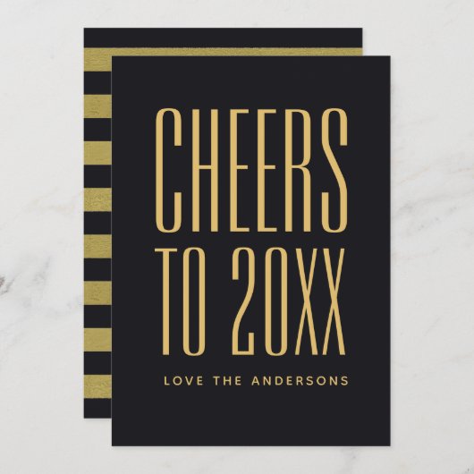 ミニマル新年青パーソナライズされた金ゴールドカード シーズンカード (正面/裏面)