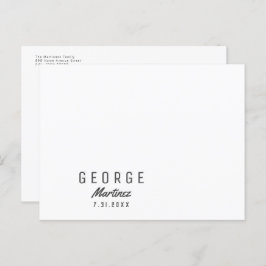 ミニマル新生児写真誕生のお知らせ ポストカード