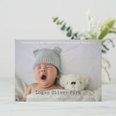 ミニマル新生児写真誕生のお知らせ 案内状 (スタンド正面)