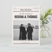 ミニマル新聞のポスター結婚写真 セーブザデート (スタンド正面)