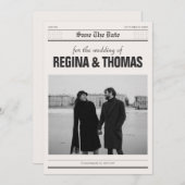 ミニマル新聞のポスター結婚写真 セーブザデート (正面/裏面)