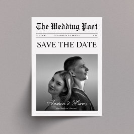 ミニマル新聞写真Save the Date 結婚's 招待状