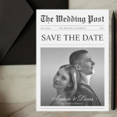 ミニマル新聞写真Save the Date 結婚's 招待状