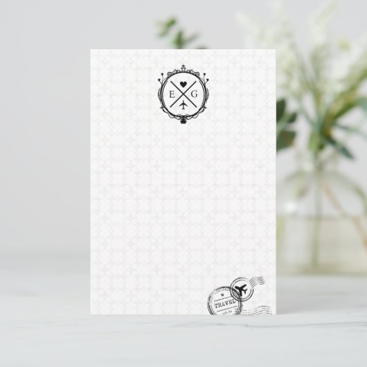 ミニマル旅行先ウェディング手書き サンキューカード (スタンド正面)