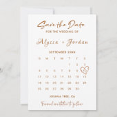 ミニマル日付カレンダーの保存テンプレート写真 招待状 (裏面)