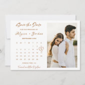 ミニマル日付カレンダーの保存テンプレート写真 招待状 (正面)