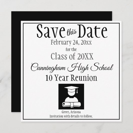 ミニマル日付クラスの保存懇親会テンプレート (正面/裏面)