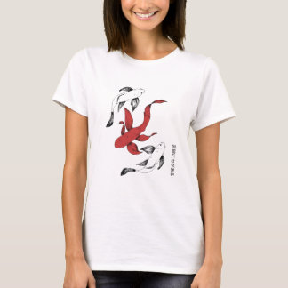 ミニマル日本のコイ魚手描きスタイル Tシャツ
