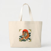 ミニマル日本のトラ | 浮世絵の侍 ラージトートバッグ (正面)
