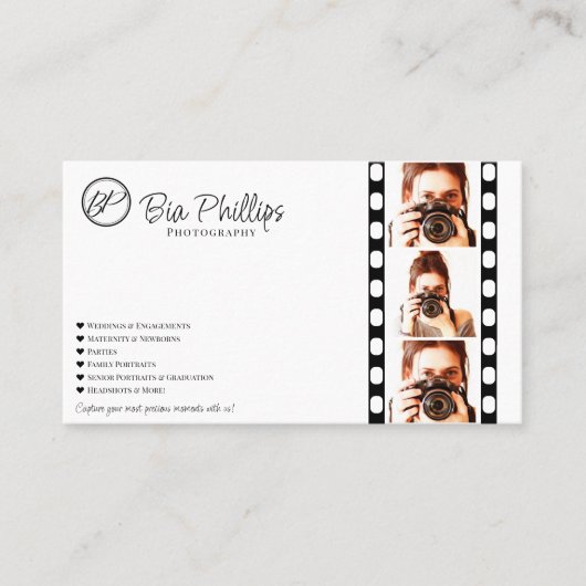 ミニマル映画ストリップ写真モダン撮影 名刺 (正面)