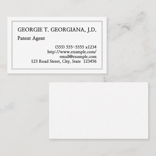 ミニマル普通特許代理店名刺 名刺 (正面/裏面)