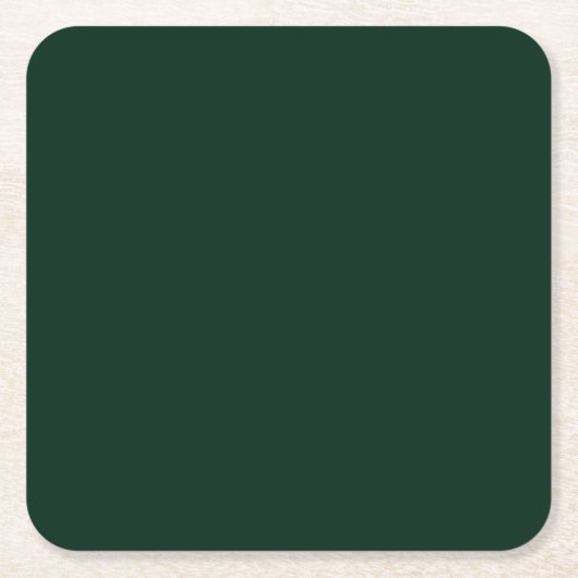 ミニマル暗松の緑無地の平野エレガント スクエアペーパーコースター (正面)