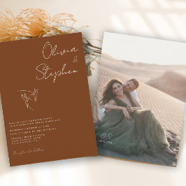 ミニマル暗黒ラストロマンチック結婚写真 招待状