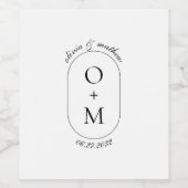 ミニマル書付き幾何学模様結婚 ワインラベル (シングルラベル)