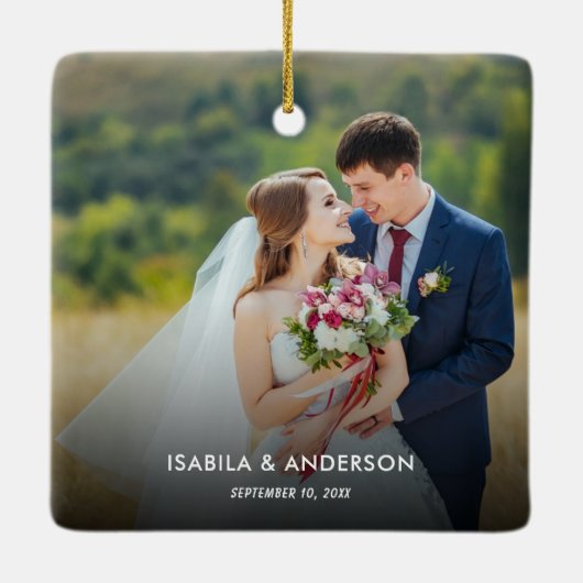 ミニマル書体 |メリーと結婚したPhoto Ce セラミックオーナメント (裏面)