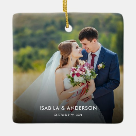 ミニマル書体 |メリーと結婚したPhoto Ce セラミックオーナメント (正面)