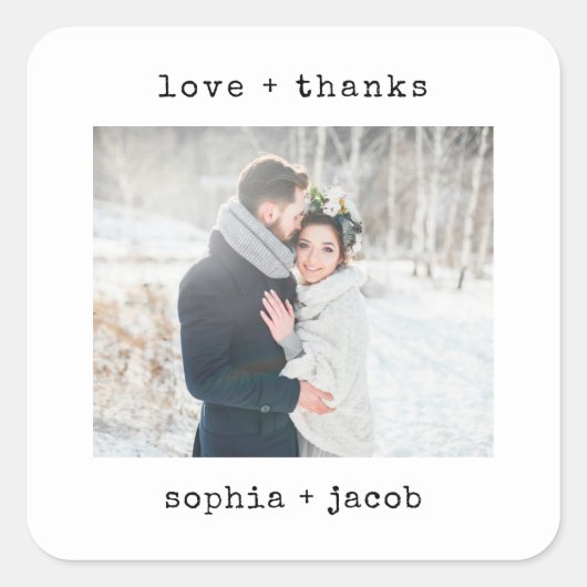 ミニマル書体 |写真あり結婚と スクエアシール (正面)
