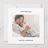 ミニマル書体 |写真の誕生のお知らせ 招待状 (正面)