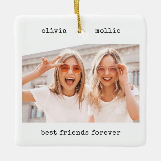 ミニマル書体 |友最高の人永遠の写真 セラミックオーナメント (正面)