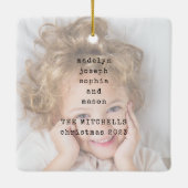 ミニマル書体 | 2枚の写真とシンプル文字 セラミックオーナメント (裏面)