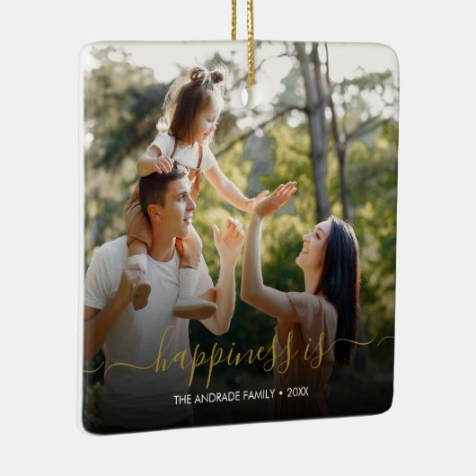 ミニマル書体 | 2枚の写真とシンプル文字 セラミックオーナメント (右)