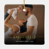 ミニマル書体 | 2枚の写真とシンプル文字 セラミックオーナメント (裏面)