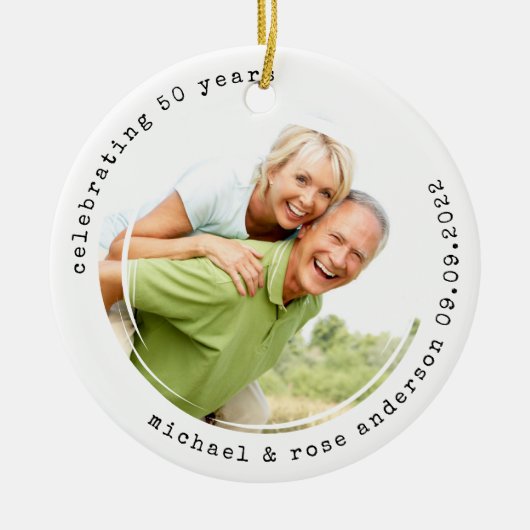 ミニマル書体 | 50周年記念写真 セラミックオーナメント (正面)