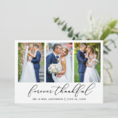 ミニマル書感謝三写真結婚の サンキューカード (スタンド正面)