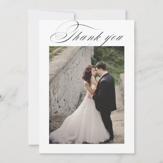 ミニマル書結婚の写真サンキューカード サンキューカード (正面)