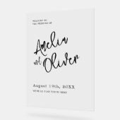 ミニマル書結婚の歓迎 アクリルサイン (傾斜)