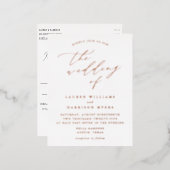 ミニマル書結婚文字 箔招待状ポストカード (正面/裏面)