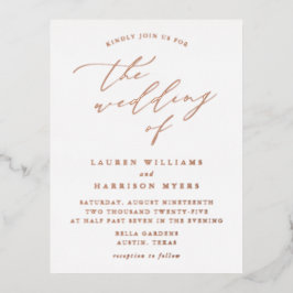 ミニマル書結婚文字 箔招待状ポストカード