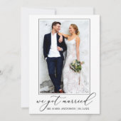 ミニマル書道たった今結婚しました結婚写真 案内状 (正面)