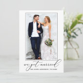 ミニマル書道たった今結婚しました結婚写真 案内状 (スタンド正面)