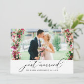 ミニマル書道たった今結婚しました結婚写真 案内状 (スタンド正面)