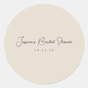 ミニマル書道アイボリーブラックブライダルシャワー ラウンドシール