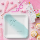 ミニマル書道アクアウォーター結婚カラー ペーパープレート (パーティー)