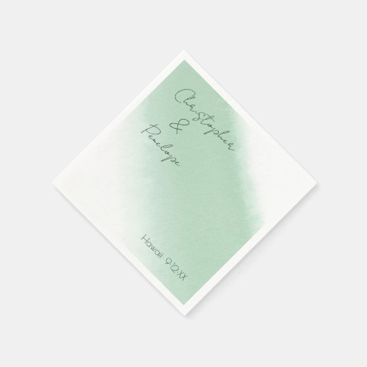 ミニマル書道エメラルドウォーター結婚カラー スタンダードカクテルナプキン (角)
