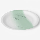 ミニマル書道エメラルドウォーター結婚カラー ペーパープレート (アングル)