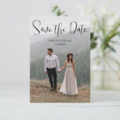 ミニマル書道カップル2枚qrコード セーブザデート (スタンド正面)